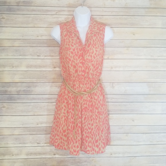 Old Navy Cheetah Dress orange and tan with belt - Picture 2 of 7